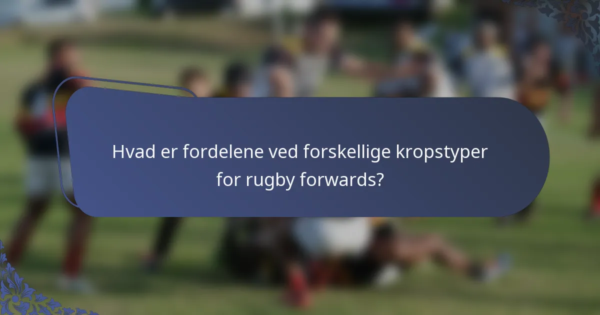 Hvad er fordelene ved forskellige kropstyper for rugby forwards?