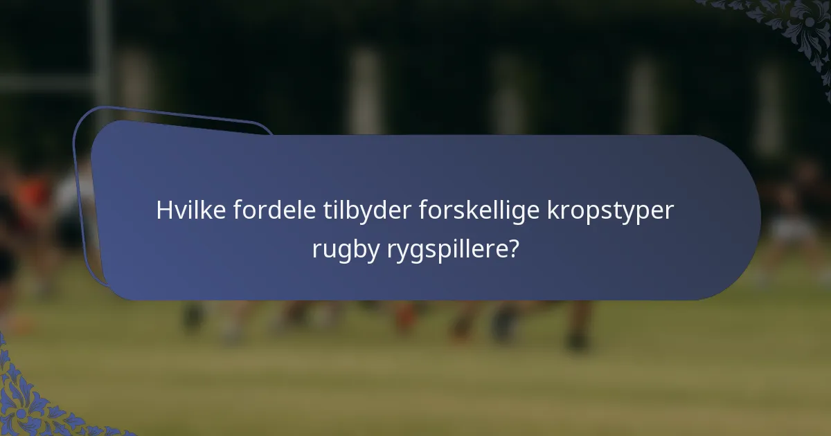 Hvilke fordele tilbyder forskellige kropstyper rugby rygspillere?