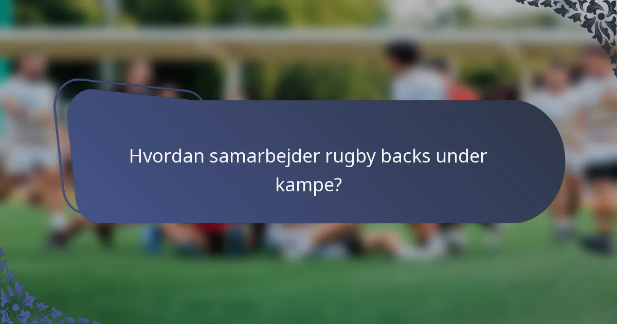 Hvordan samarbejder rugby backs under kampe?